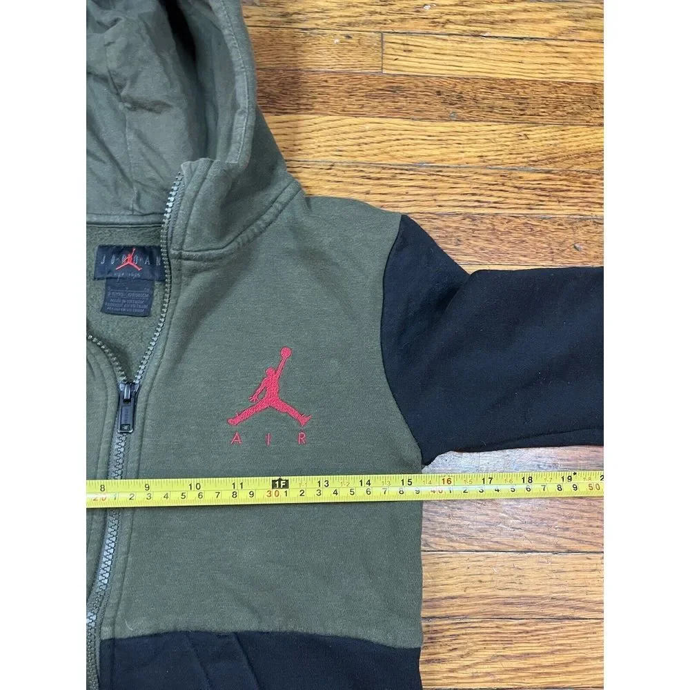 Nike Jordan Olive Green/Black Hoodie Youth Small Hooded Sweatshirt‎ Full Zip Up